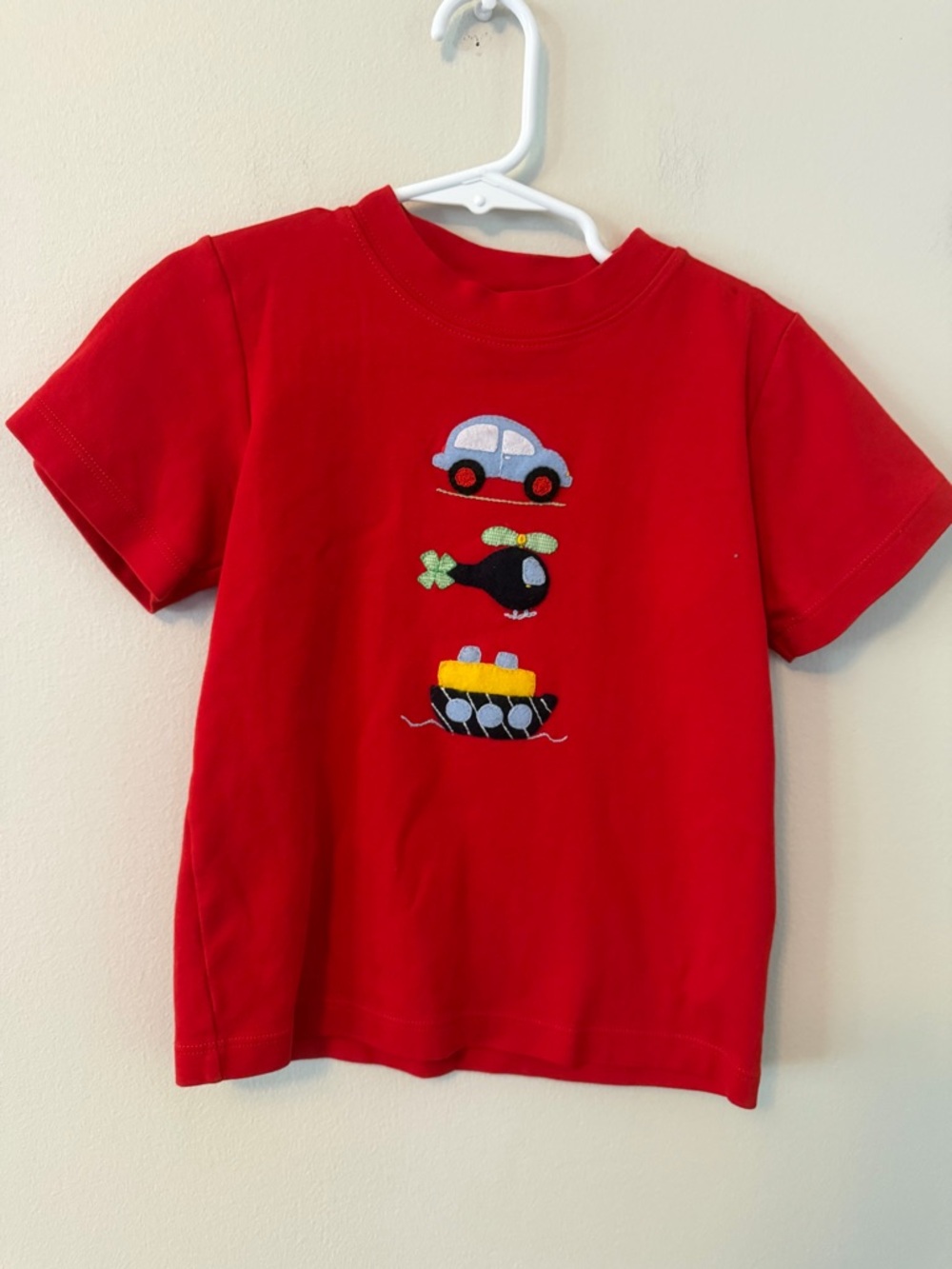 Squiggles by Charlie Red Car, Helicopter and Boat Shirt